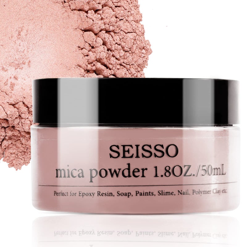 SEISSO Rose Gold Mica Powder, SEISSO Mica Powder for Epoxy Resin 1.76 oz /50g, Powdered Pigment for Soap Making, Candle Making, Slime, Nail Polish, Cosmetics Grade for Lip Gloss, Craft Projects - Image 1